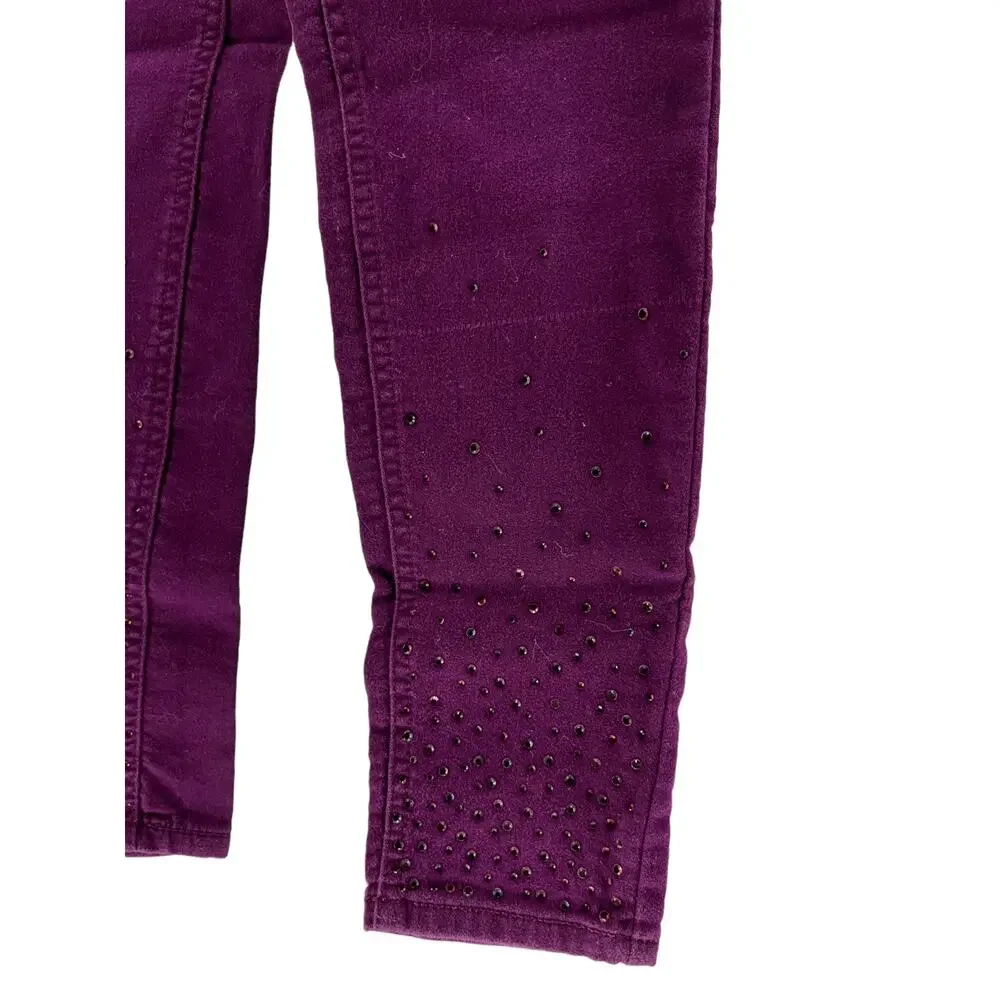 Justice Girls Purple Embellished Mid-Rise Leggings Youth Size 12